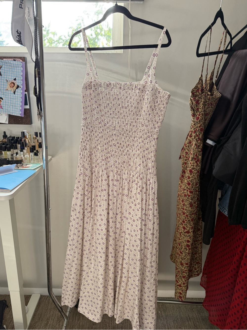 Rebecca Taylor Cream Dress  with Purple Floral Print